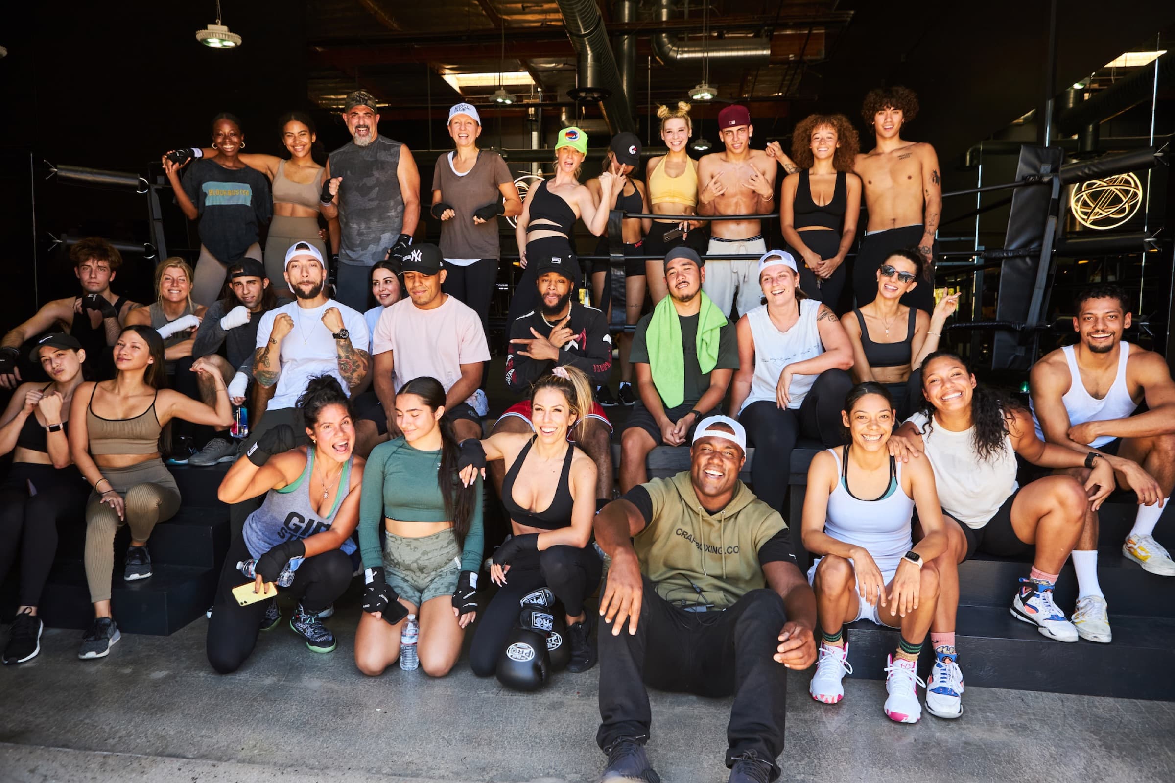 Craft Boxing Club members gathered on the ring steps